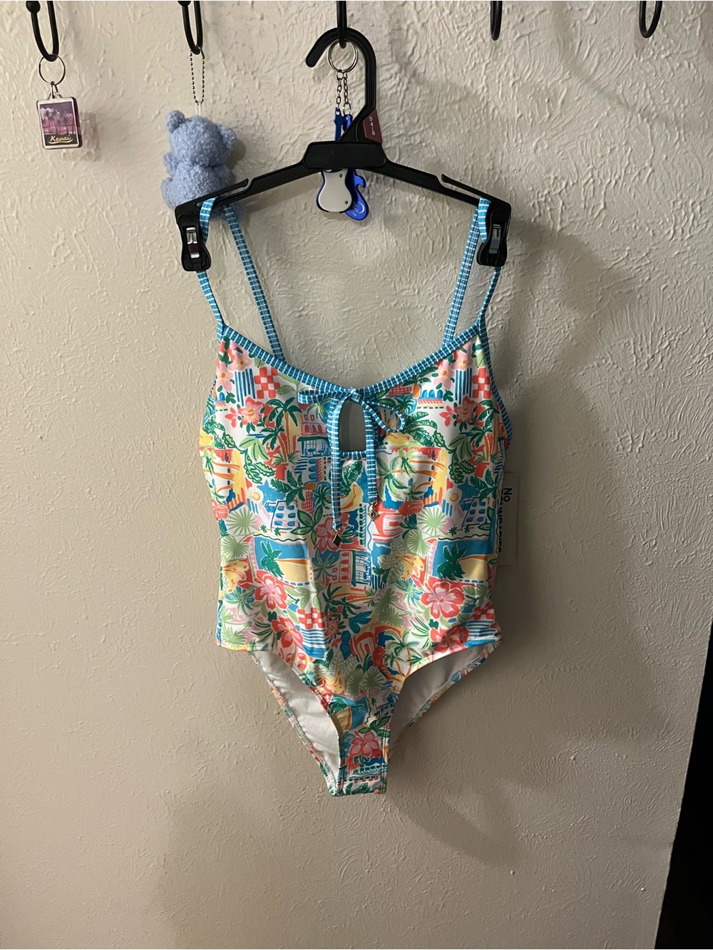 Floral Tropical Print One-Piece Swimsuit - Multicolor